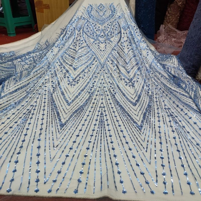 (COD)  tulle salur elishaab full payet jepang mewah/brokat buat kebaya, dress, gaun, gamis/ baju aka