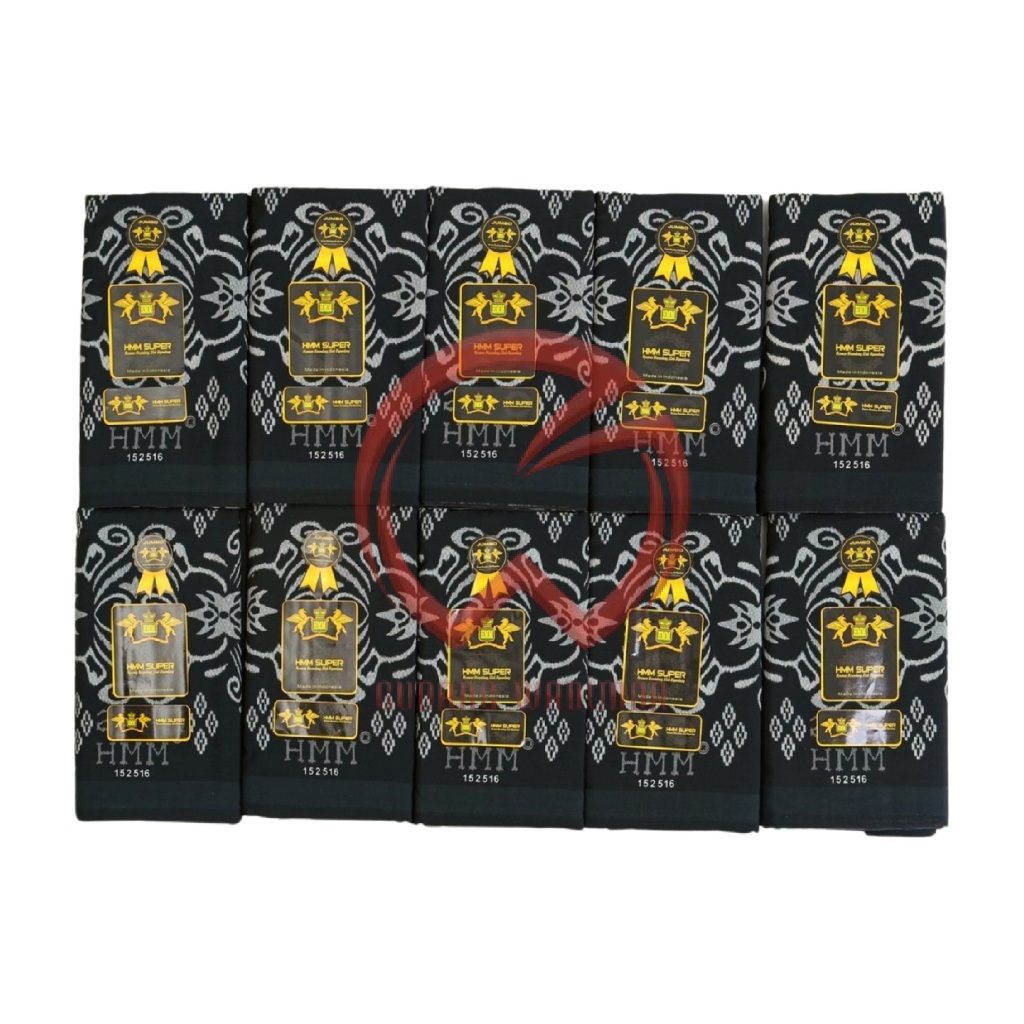 Grosir 10 Pcs Sarung Samarinda HMM motif Polos Hitam Tumpal