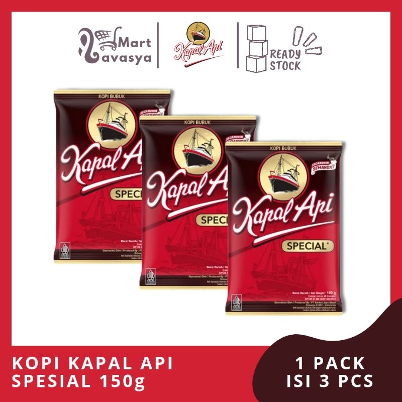 

KOPI KAPAL API SPESIAL MERAH 160/150g - 1 PACK ISI 3 PCS - KOTA BANDUNG - LAVASYA MART