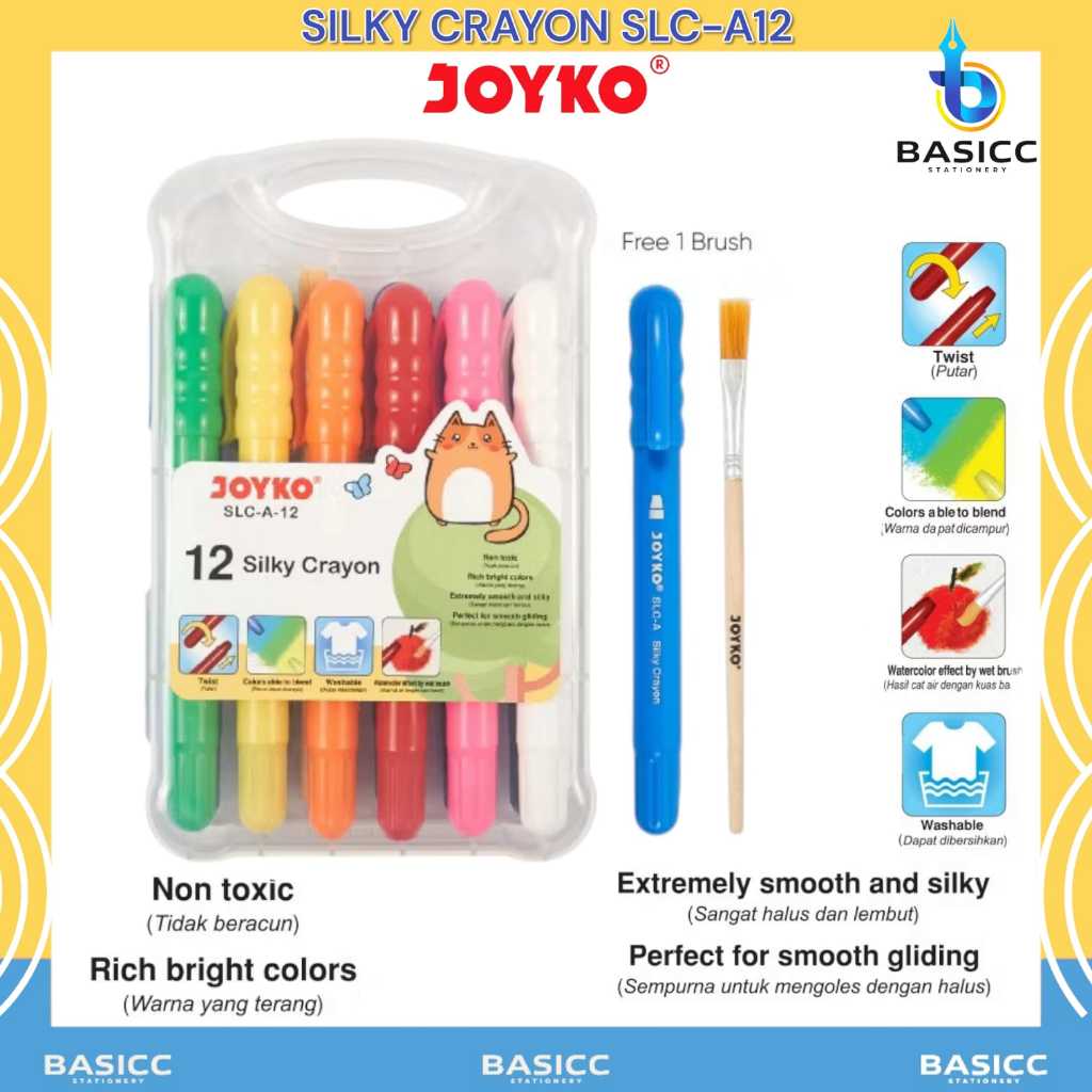 

Joyko Silky Crayon SLC-A-12 |@1Set=12 Warna