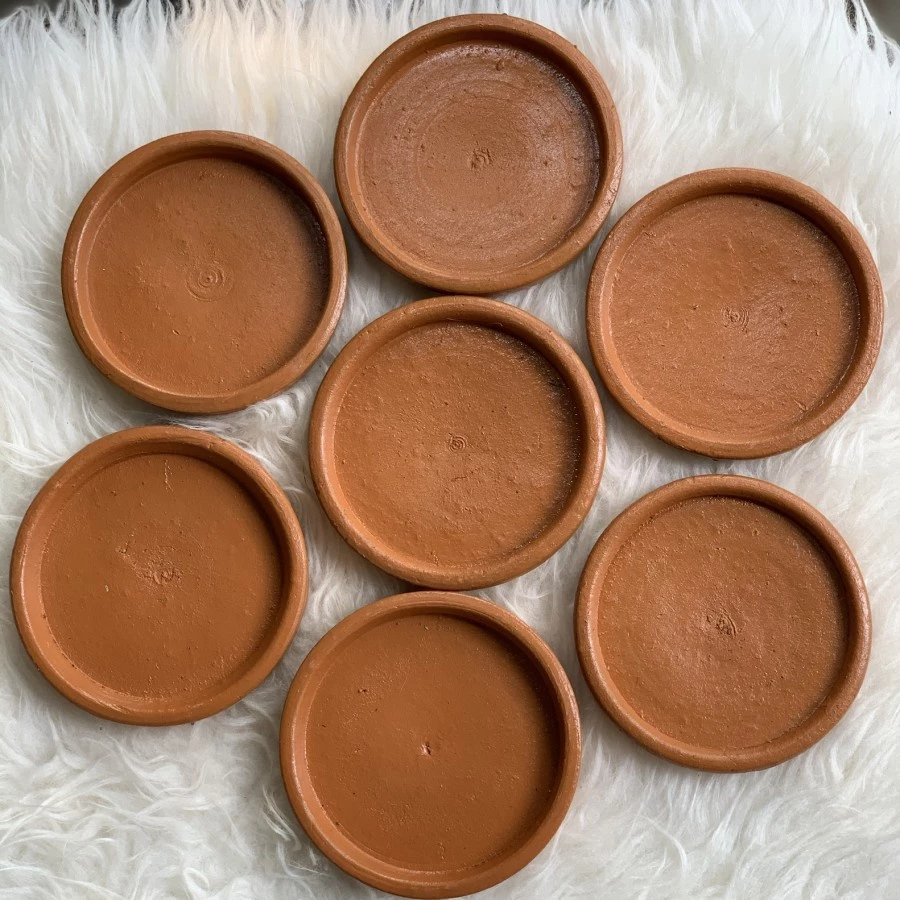 Tatakan Pot Tanah Liat Terracotta Polos Clay Alas Gelas Aesthetic Alas Tempat Asesoris Lucu Properti