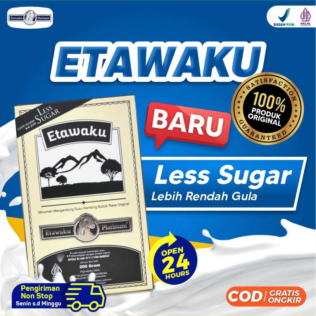

Etawaku Platinum Delicate Susu Kambing Etawa Murni Less Sugar 200 Gram BPOM Dan Halal MUI
