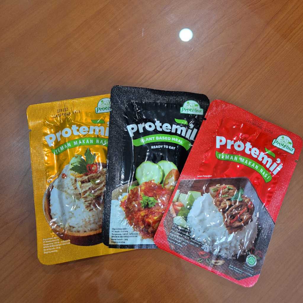 

Protemil Lauk Siap Santap 30gr Rasa Balado, Opor dan gulai makanan vegan / Protein Nabati