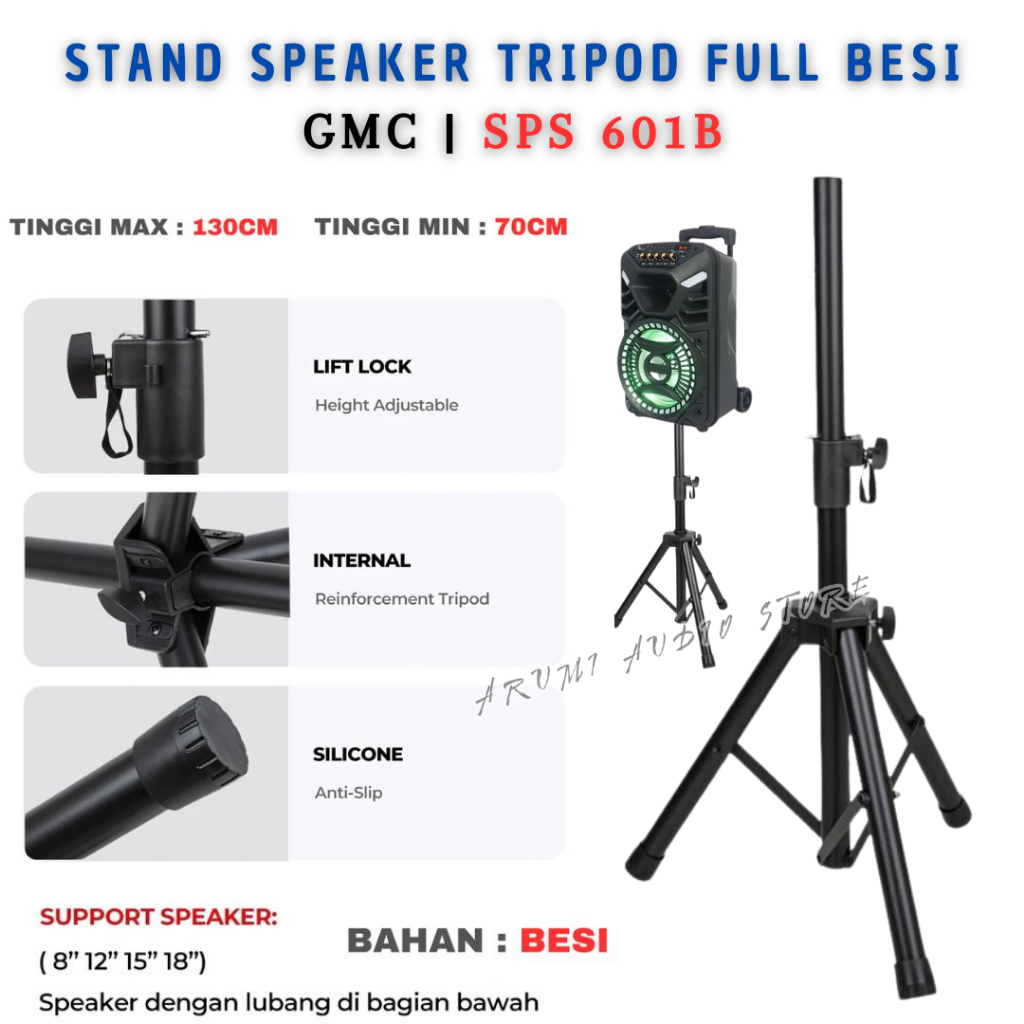 Stand Speaker Gmc Sps-601b Tinggi 1.8 Meter / Tripod Speaker / Tiang Speaker / Tripot Speker Stand S