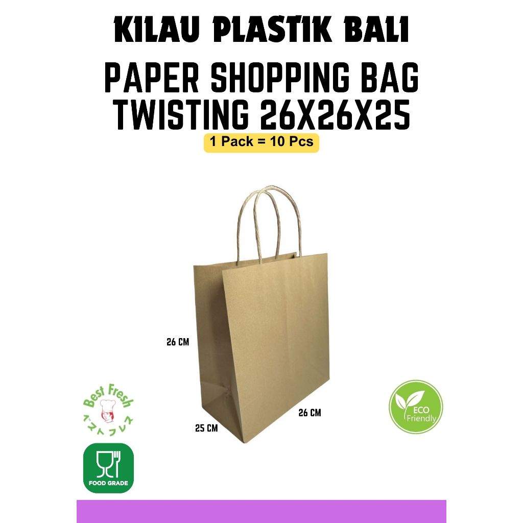 

Paper Bag Shopping SQUARE BT TWIST 26x26x25 | Tas Shopping Paper | paper Shopping Bag