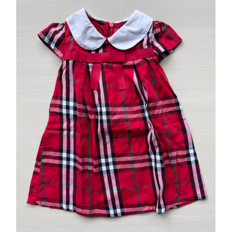 preloved dress red motif burberry size 1thn
