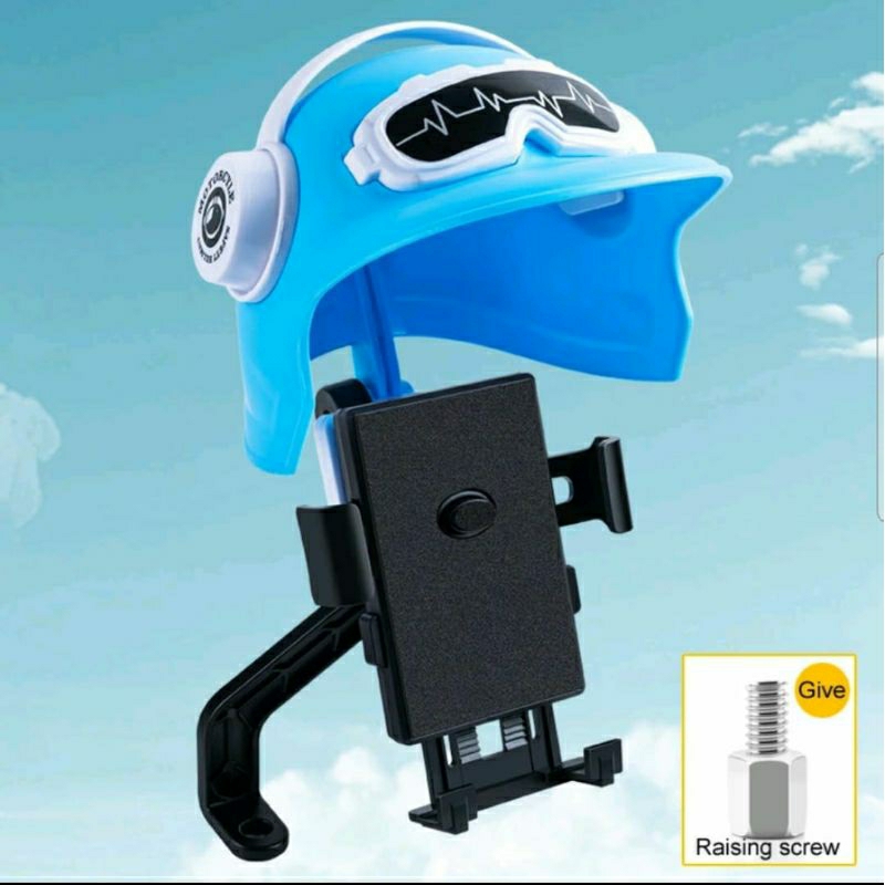 Holder Motor + Helm / Phone Holder HP Spion Model Topi Helm
