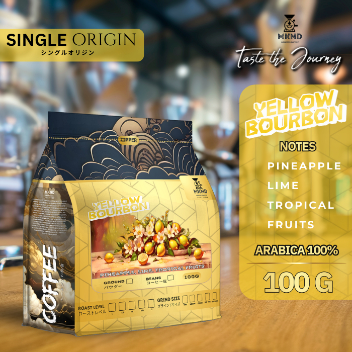 

KOPI ARABIKA YELLOW BOURBON NATURAL 100 GRAM SINGLE ORIGIN | MKND COFFEE