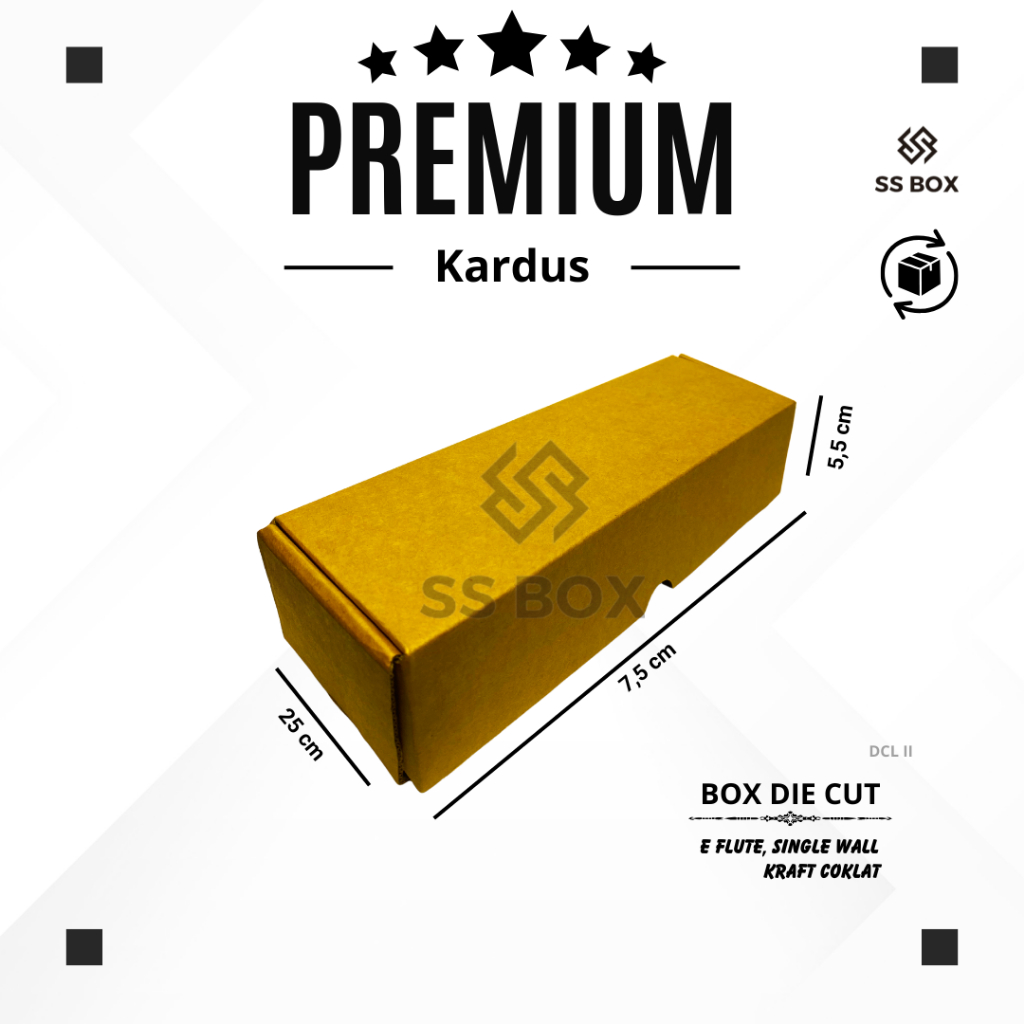 

KARDUS PACKING DIE CUT ukuran 25 x 7,5 x 5 KARDUS F-FLUTE PREMIUM