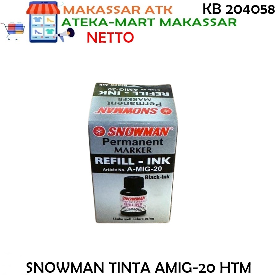 

[1 PCS] SNOWMAN TINTA PERMANENT AMIG-20 REFILL INK AG-12