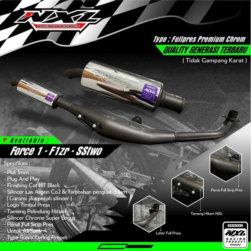 KNALPOT FIZR TIPE PREMIUM FULLPRES NXL GENERASI TERBARU