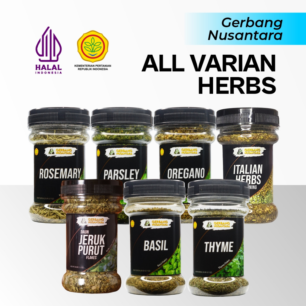 

Gerbang Nusantara - All Herb Daun Parsley Oregano Thyme Rosemary Basil Seledri Flakes