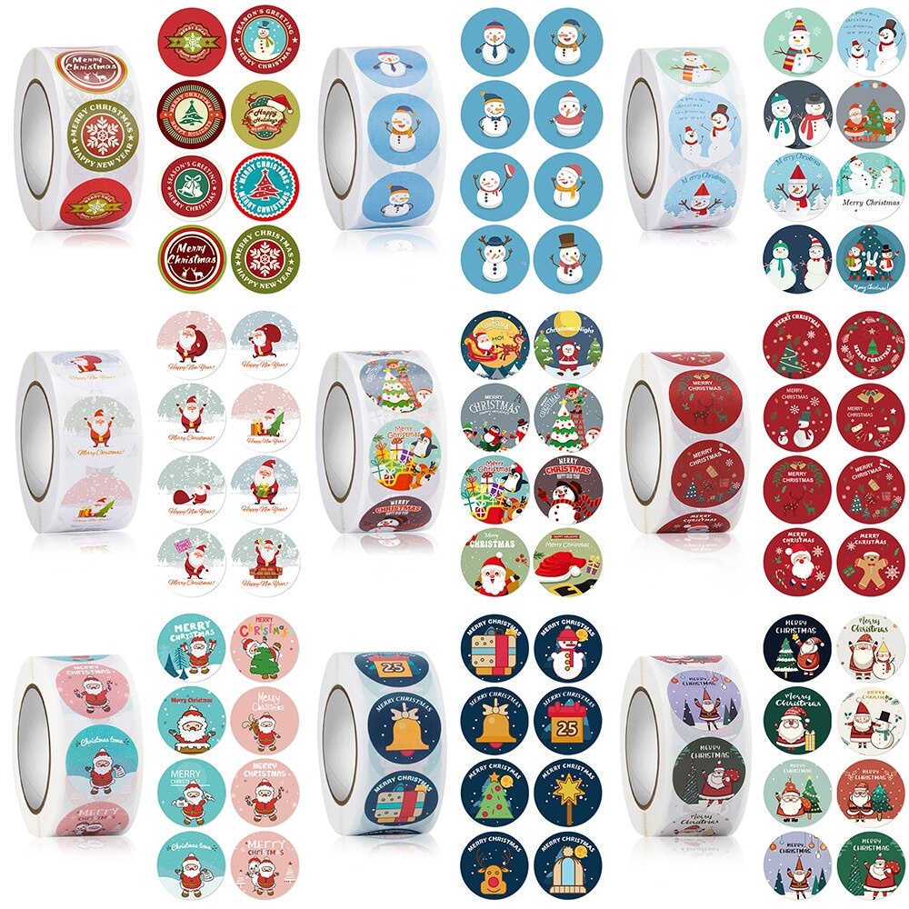 

500 Lembar Sticker MERRY CHRISTMAS / STIKER NATAL isi 500 pcs Roll 2.5cm Tempelan Hampers Ucapan Natal