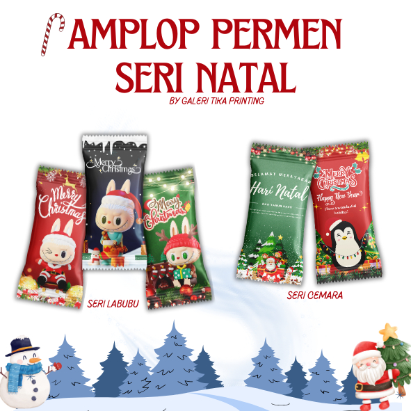 

(1 pak) AMPLOP NATAL MODEL PERMEN PARCEL SNACK MINI GIFT SOVENIR by Galeri Tika Printing