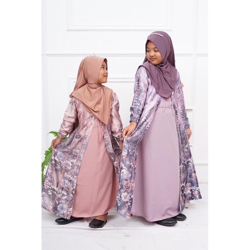 Baju gamis anak perempuan muslim terbaru kekinian viral untuk usia 5-7 / 8-10 tahun