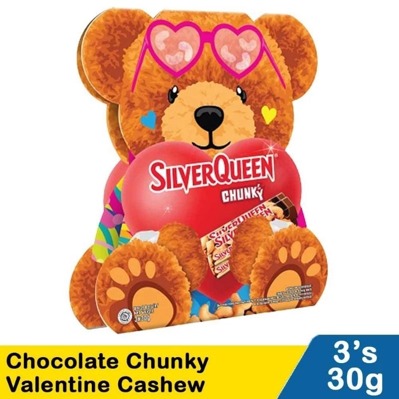 

COKLAT SILVERQUEEN BEAR LIMITED EDITION COKELAT VALENTINE SILVER QUEEN CHUNKY BAR CASHEW ISI 3 X 30 Gram | KADO HADIAH ULANG TAHUN
