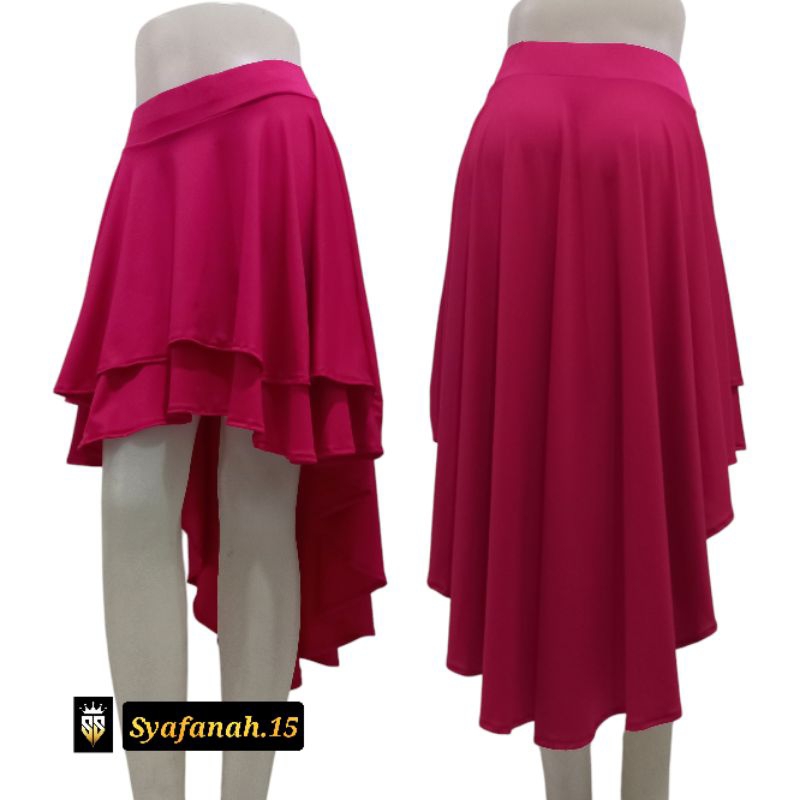 Rok Pinguin Susun 2 Depan Bahan Spandek Balon || Rok High Low Bellydance Line dance
