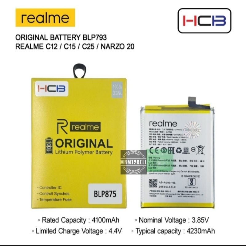 BATU BATRE BATTRAY BLP793 REALME C15 / C11 / C12 / C25 / NARZO 20 / NARZO 30A BLP793 BATU BATTRAY BA