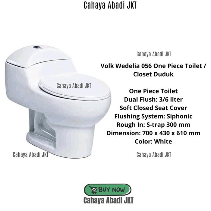 CLOSET / KLOSET DUDUK PUTIH VOLK 056 JARAK 30CM