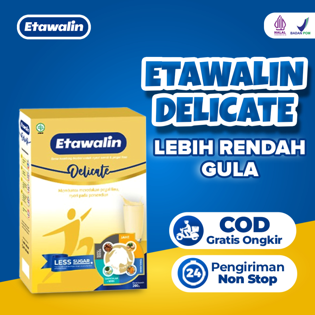 

Etawalin Delicate Less Sugar 200 Gram Fokus Atasi Permasalahan Tulang dan Sendi BPOM & MUI