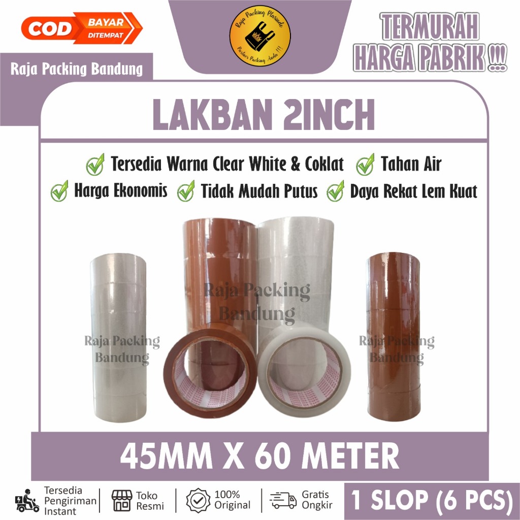 

(1 Slop/6roll) Lakban 45mm x 60m REAL Lakban 2 inch Lakban Bening Lakban Coklat Selotip Lakban murah Grosir Lakban