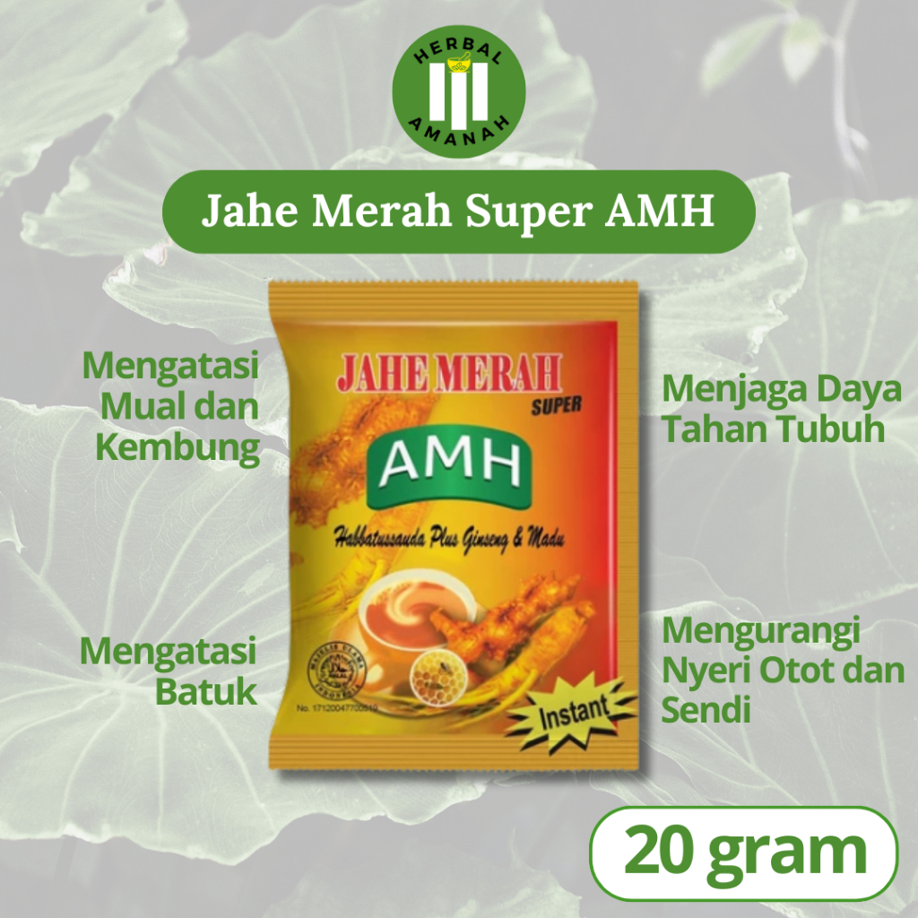 

Jahe Merah Bubuk Amanah Super AMH ORIGINAL Habbatussauda, ginseng dan madu jahe serbuk