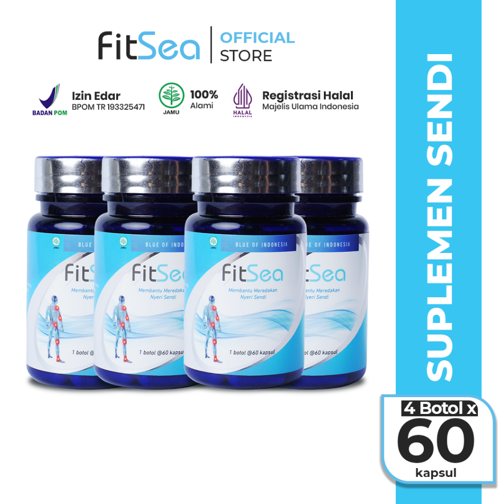 4 PCS - FitSea Suplemen Kesehatan Sendi Tulang BPOM Original Gamat Emas 60 Kapsul