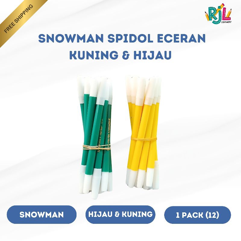 

Snowman Spidol Warna Eceran | Hijau & Kuning | 1 Pack (12)
