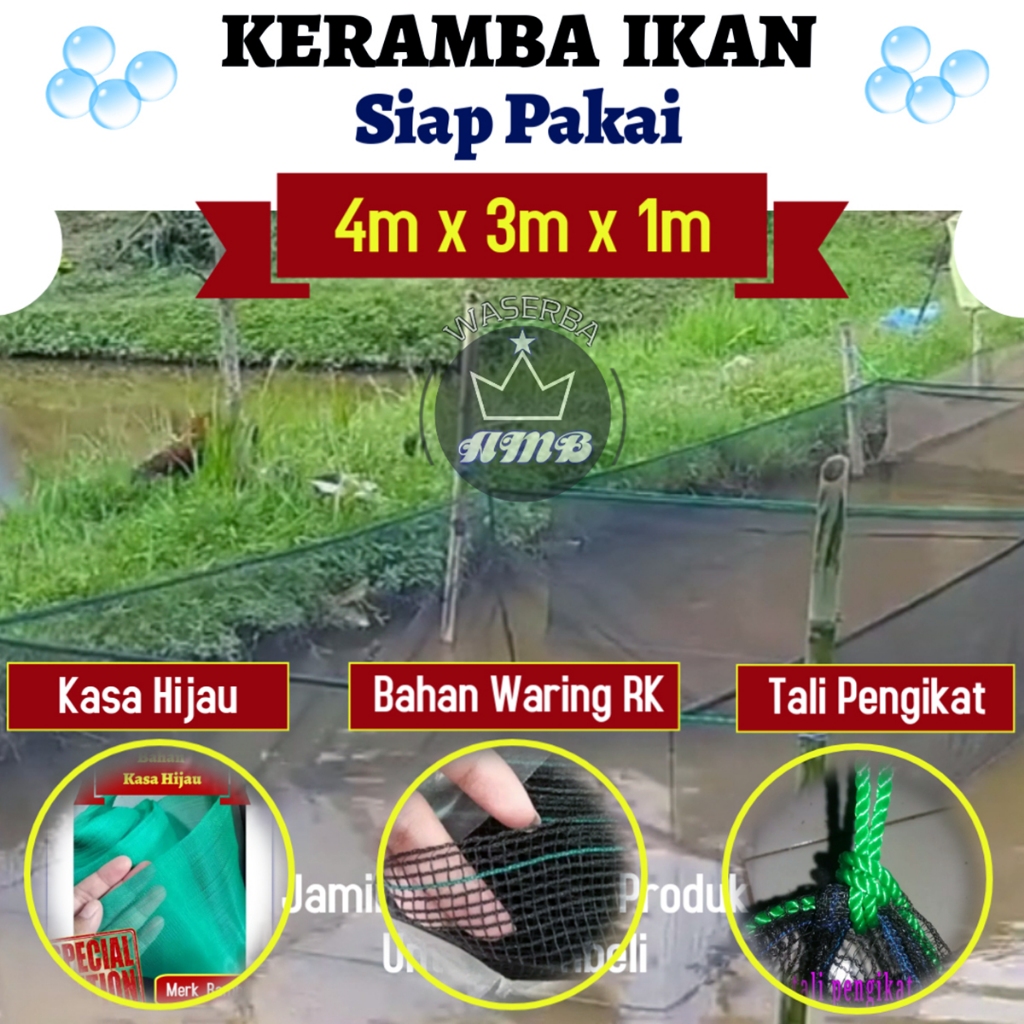 Keramba Ikan Waring Hitam Hapa Jaring Apung Ukuran 4m x 3m x 1m