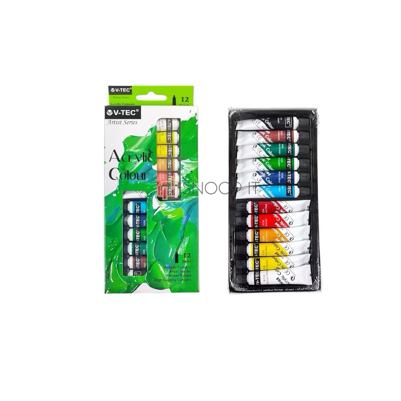 

CAT AIR LUKIS V-TEC ACRYLIC COLOUR (12 WARNA) DAN KUAS LUKIS 1 SET