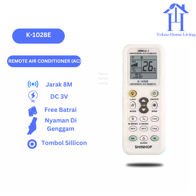 Remot AC Universal Remote Air Conditioner SHINHOP K-1028E