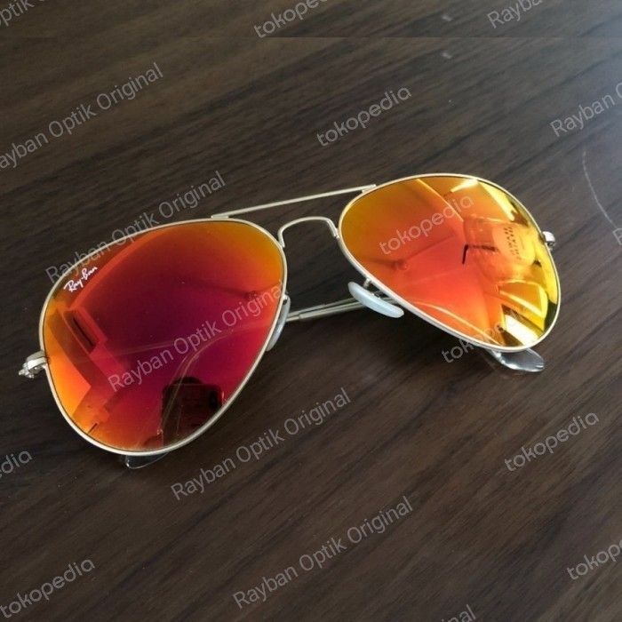 Rayban aviator large metal mirror ori - 3026 Fire