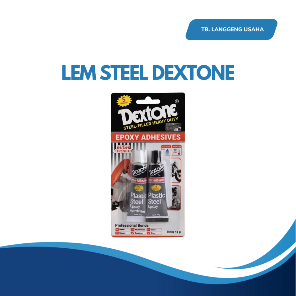 LEM STEEL DEXTONE EPOXY ADHESIVES 5 MENIT 48gr clear bening lem dextone bening lem campur besi serba