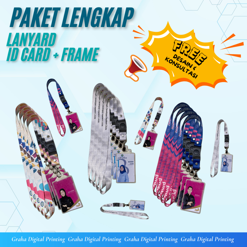 

Cetak PAKET LANYARD Custom Full Printing + ID Card