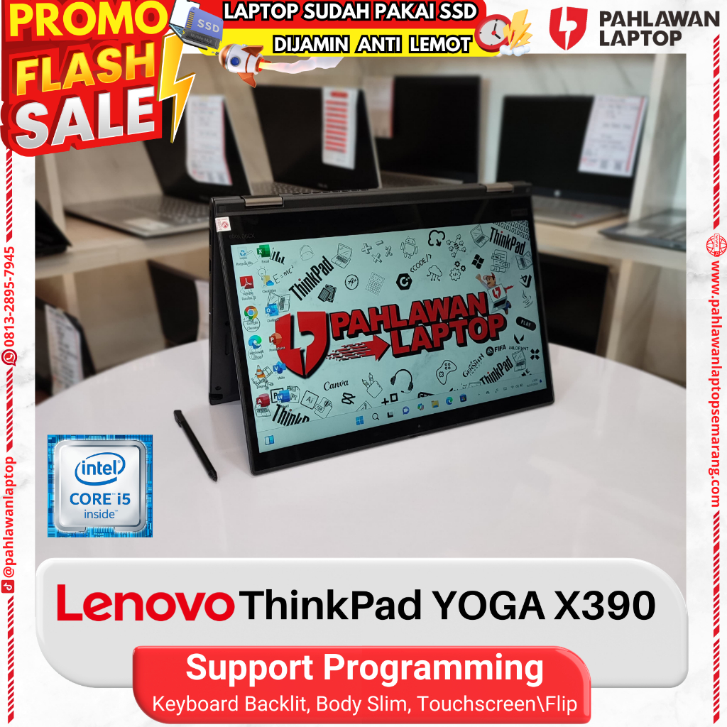 LAPTOP LENOVO ThinkPad X390 Yoga BLACK Core i5 Gen 8 FLIP TOUCHSCREEN KEY BACKLIGHT