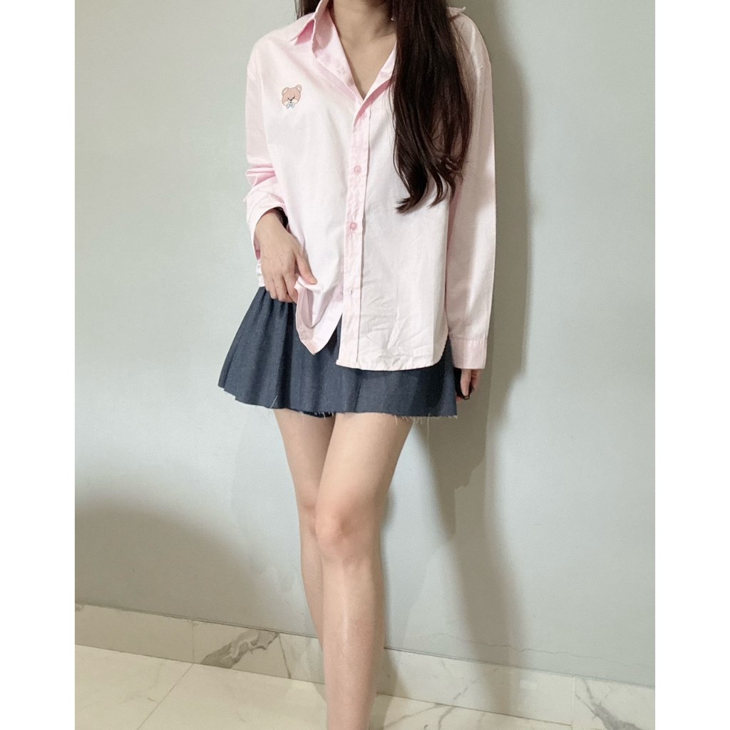 Kode: 4381 (Teddy shirt) / Atasan Wanita / Kemeja Wanita / Kemeja Motif Teddy Bear Wanita