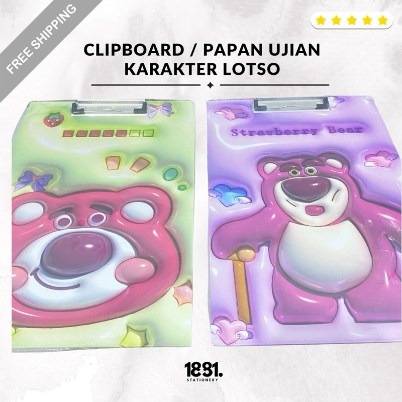 

Papan Ujian/ ClipBoard With Cover Karakter Lotso Lucu Kualitas Top Made In China