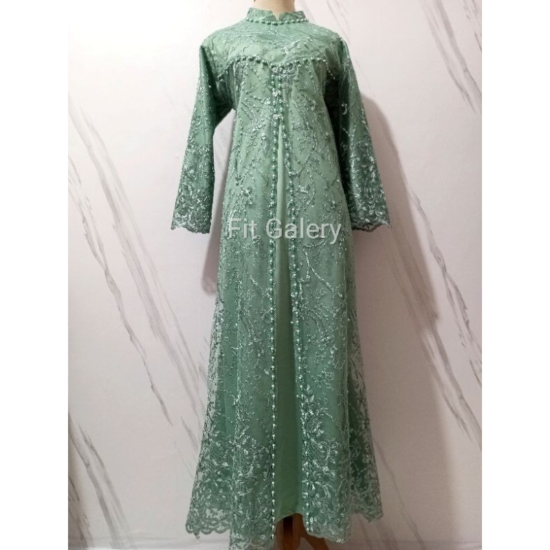 Gamis Pesta Hijau Mint Wardah / Seragam Bridesmaids / Dress Pesta Terbaru