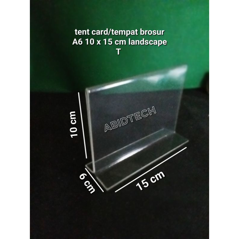 

akrilik tent card tempat brosur meja A6 uk 15 x 10 cm landscape T tebal 2 mm