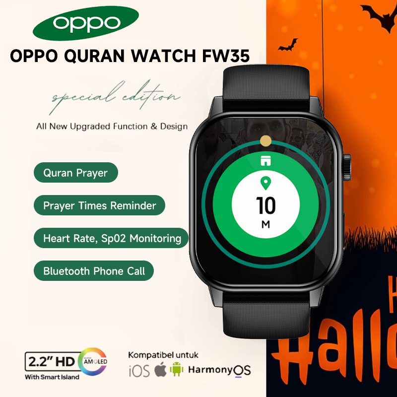 AIG 100 Original OPPO Muslim Quran Smartwatch FW35 With 2.0" HD AMOLED Display GPS IP68 Waterproof