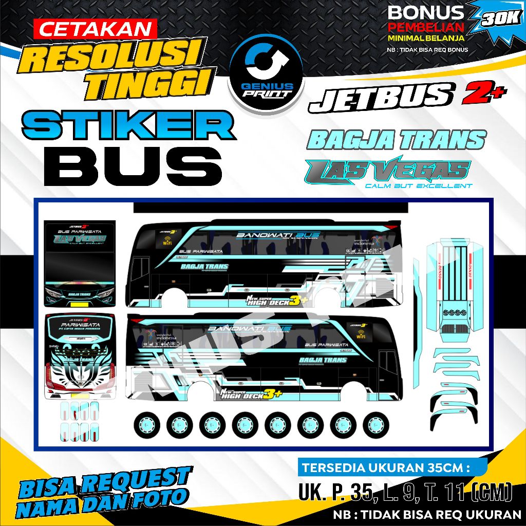 STIKER MINIATUR BUS JETBUS 2+ LIVERY DAGO HOLIDAY | BAGJA TRANS | DB TRANS | KALEBAS | MAHENDRA TRAN