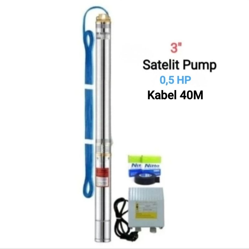 Pompa Satelit Submersible Pump Holland Mc 3" 0.5 HP Include Kabel 40M