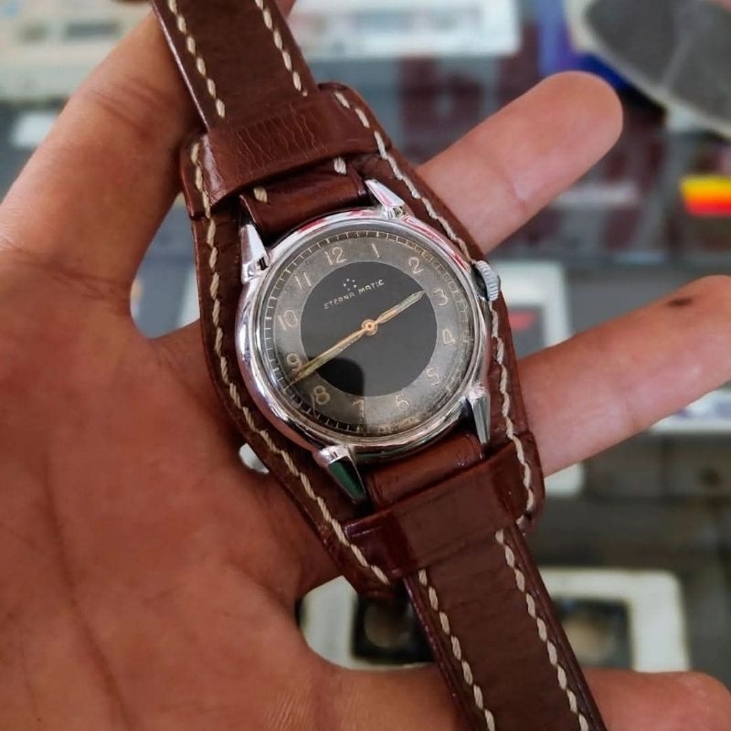 Jam Tangan Eterna Matic Military 1950an. Vintage Jadul Antik. Not Omega Universal Mido Titoni