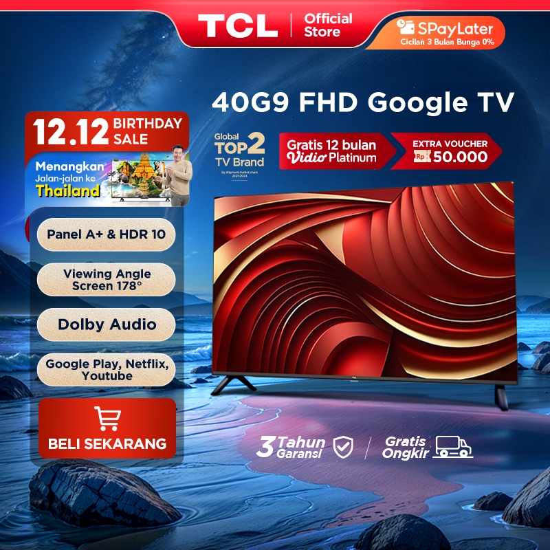 [Flash Sale] TCL 40 Inch Google TV - FHD - Dolby Audio - Google Play/Netflix/Youtube - Wifi/Bluetoot