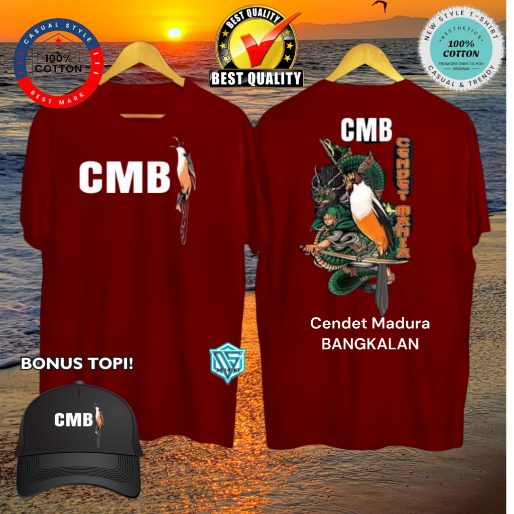 KAOS BURUNG CMD CENDET MADURA BANGKALAN SIMPEL KEREN BONUS TOPI JARING HITAM