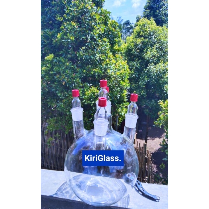 Labu leher 5 Boiling flask four neck 5000ml / 5L