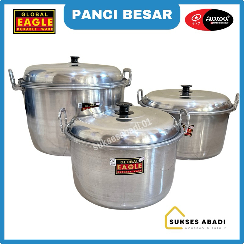 PANCI BESAR ALUMINIUM 36 40 45 50 CM GLOBAL EAGLE / PANCI TINGGI KILAP / PANCI KUAH / PANCI SAYUR /