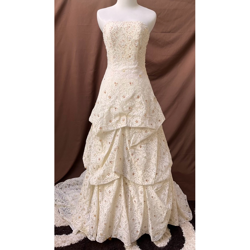 Gaun Ivy Elegan Vintage David's Bridal | wedding, prom, birthday dress