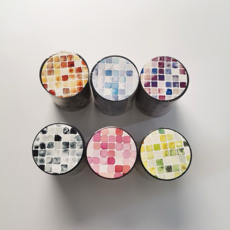

(8EC) washi tape selotip transparan motif kotak basic background journaling colorful