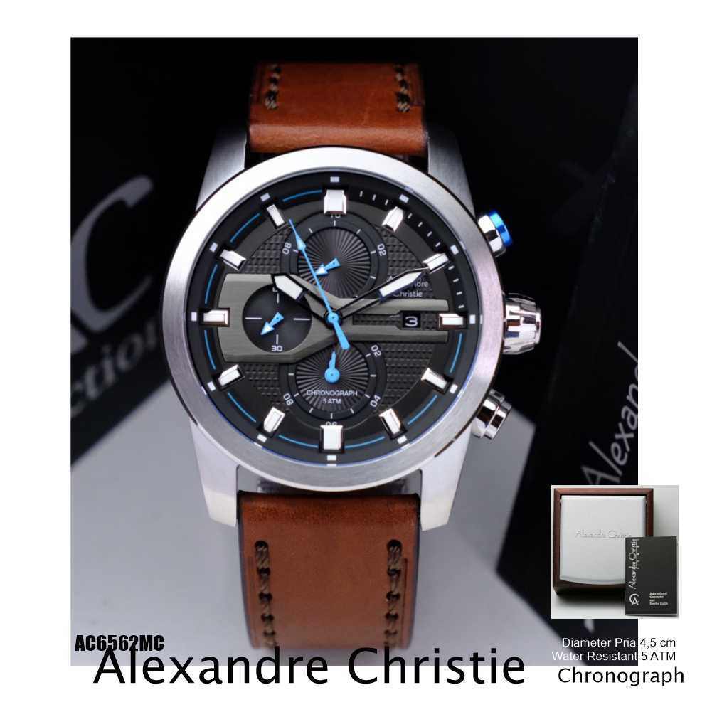 Alexandre Christie ORIGINAL jam tangan pria tali kulit AC 6562 brown Alexander Cristie 100% ori